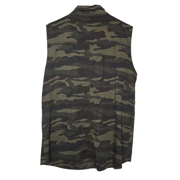 Caslon Womens Green Camoflauge Cotton Tencel Cargo Utility Vest Size Medium - Picture 2 of 8